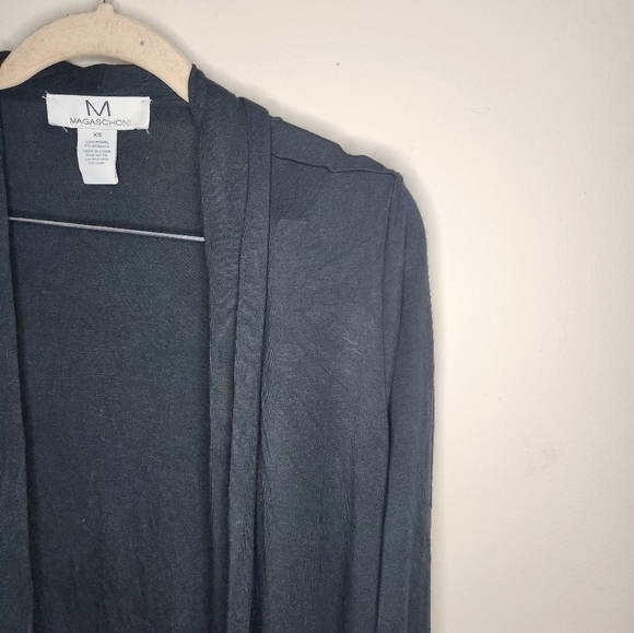 Magaschoni Black Casual Long Sleeve Open Women XS Breathable Thin Cardigan - Picture 3 of 6